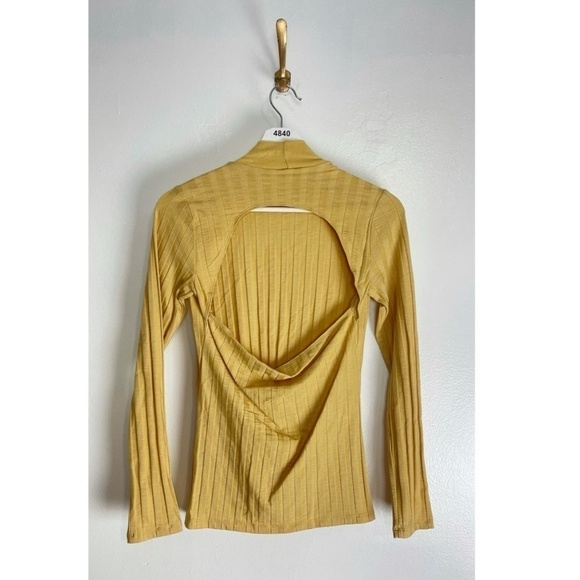 JONATHAN SIMKHAI Janelle Ribbed Open Back Top in Honey Size Small - Picture 4 of 6